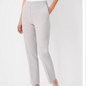 Ann Taylor high rise side zip ankle suit pant, curvy fit in light gray 16